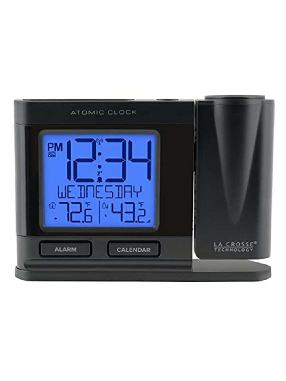 Digital Projection Alarm Clock Indoor Outdoor Temperature Atomic Wireless Sensor